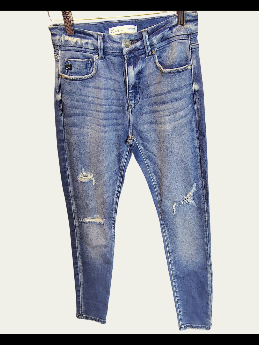 KanCan Women's Skinny Jeans - Distressed Medium Blue 26" Waist